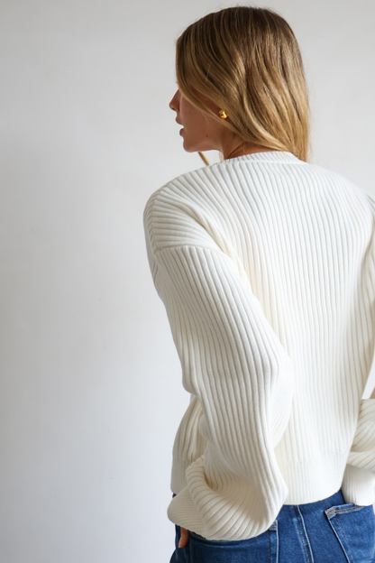 Augusta 100% Cotton Sweater - Ivory