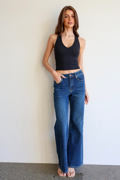 Palazzo Wide Leg Jean - Dark Denim