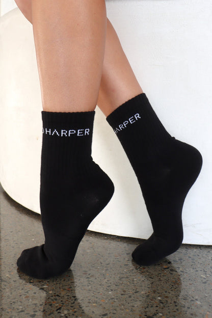 Classic Socks 3 Pack - Short - Black - White - Cleo Harper