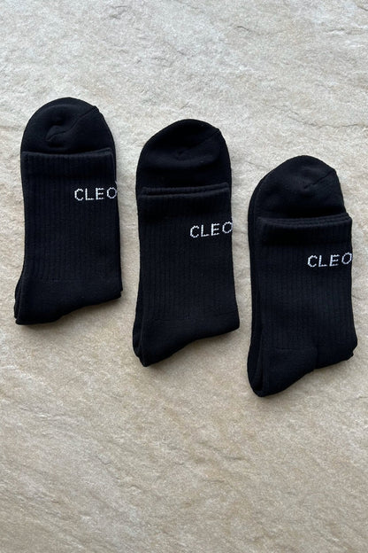 Classic Socks 3 Pack - Short - Black - Cleo Harper