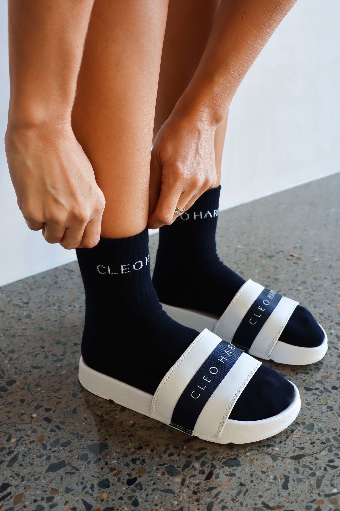 High top socks with gucci flips best sale