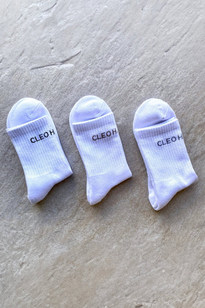 Classic Socks 3 Pack - Short - White - Cleo Harper