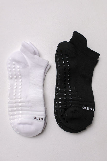Grip Socks 2 Pack - Ankle - Black / White