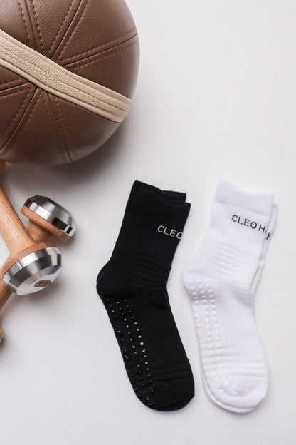 Grip Socks 2 Pack - Crew - Black / White