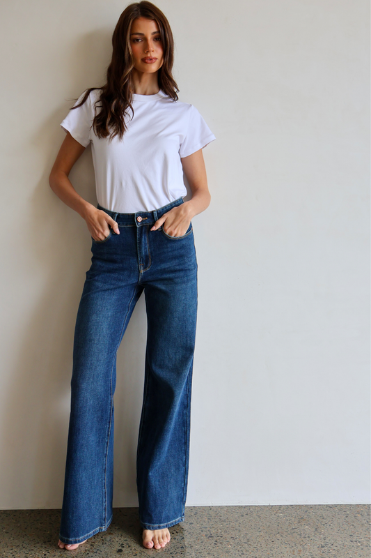 Palazzo Wide Leg Jean - Dark Denim