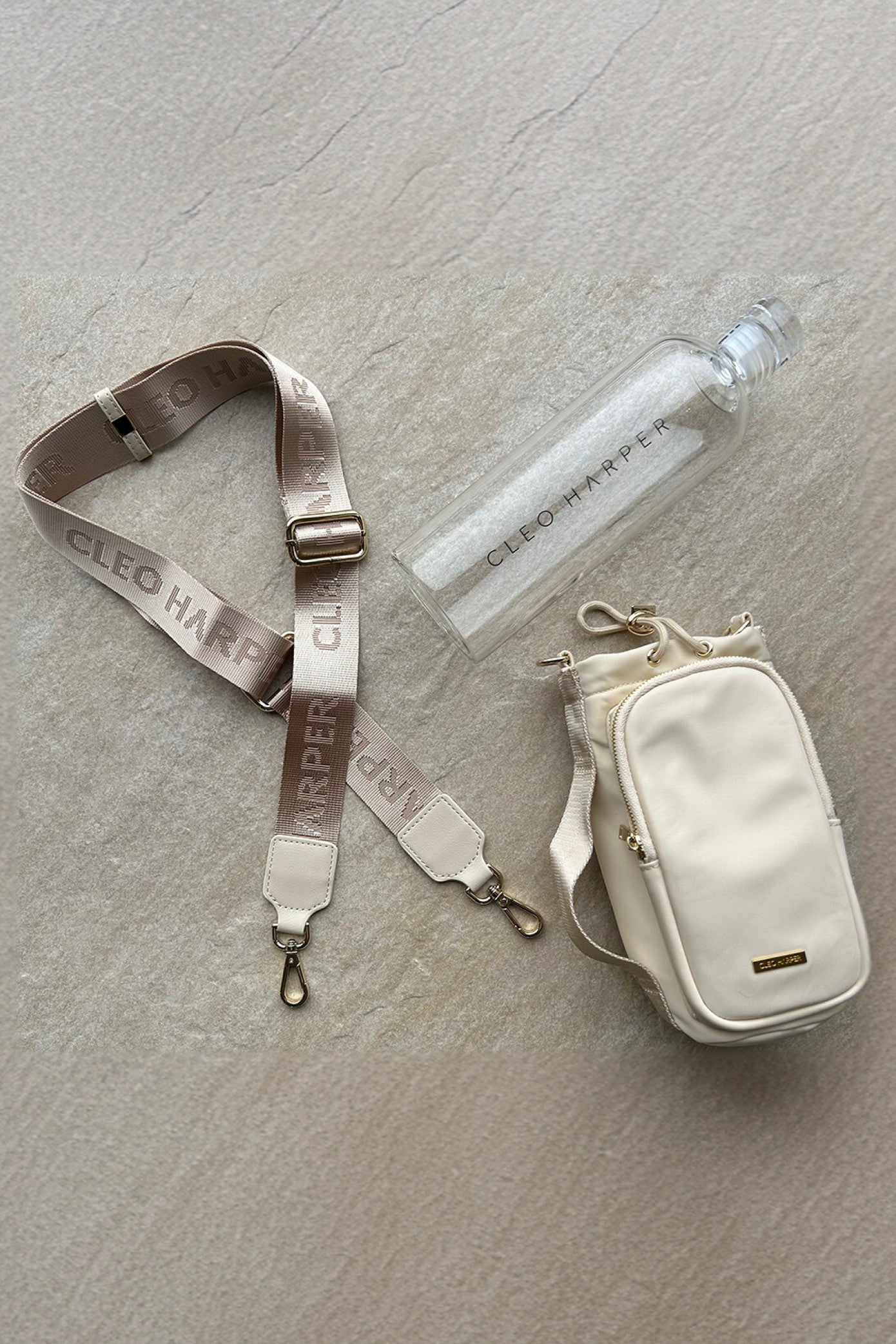 Water Bottle Bag & Bottle - Beige